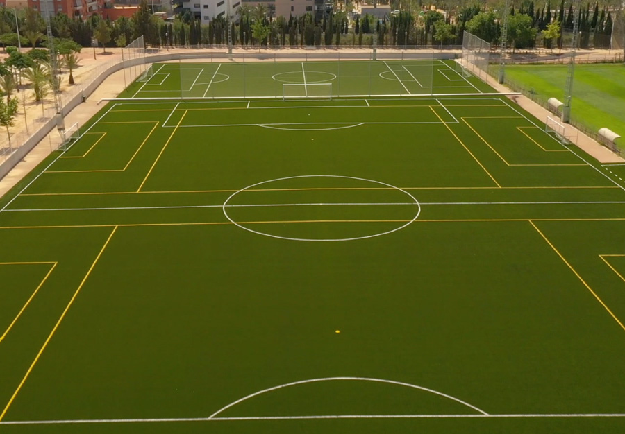Campo de fútbol reformado del Polideportivo Altabix de Elche